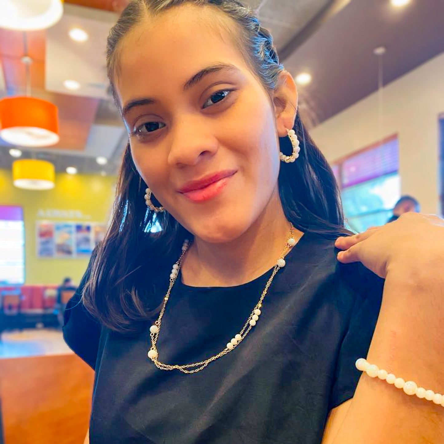 Cupid crystal and gold hoop earrings